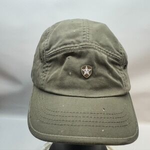 Obey 5-Panel Hat Cap Olive Splatter Green Camper One Size Nylon‎ Blend Gold Logo